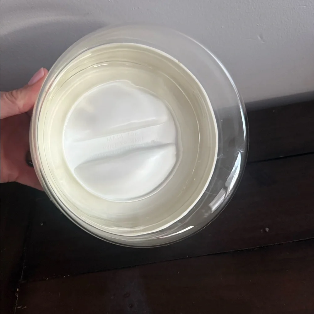 Pyrex Clear Glass Container with Fruit Motif Lid.